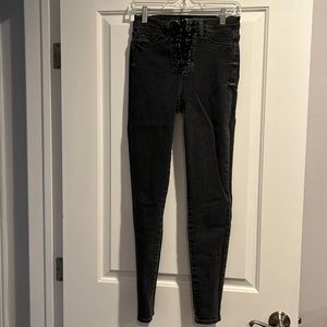 Hudson Jeans Bullocks High Rise Lace Up Skinny black Jeans - 27